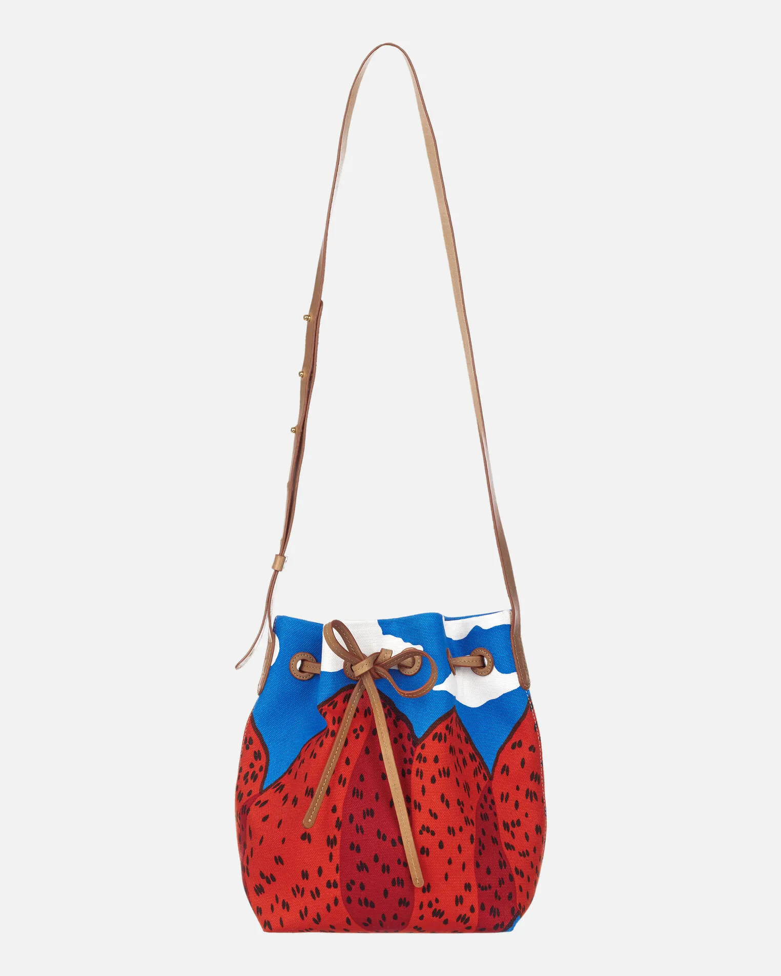 美品 22SS mansur gavriel マンサーガブリエル × marimekko マリメッコ ショルダーバッグ クロスボディ キャンバス カバン レッド レディース 古着 中古 USED Marimekko x Mansur Gavriel Handbag Collaboration | Hypebae