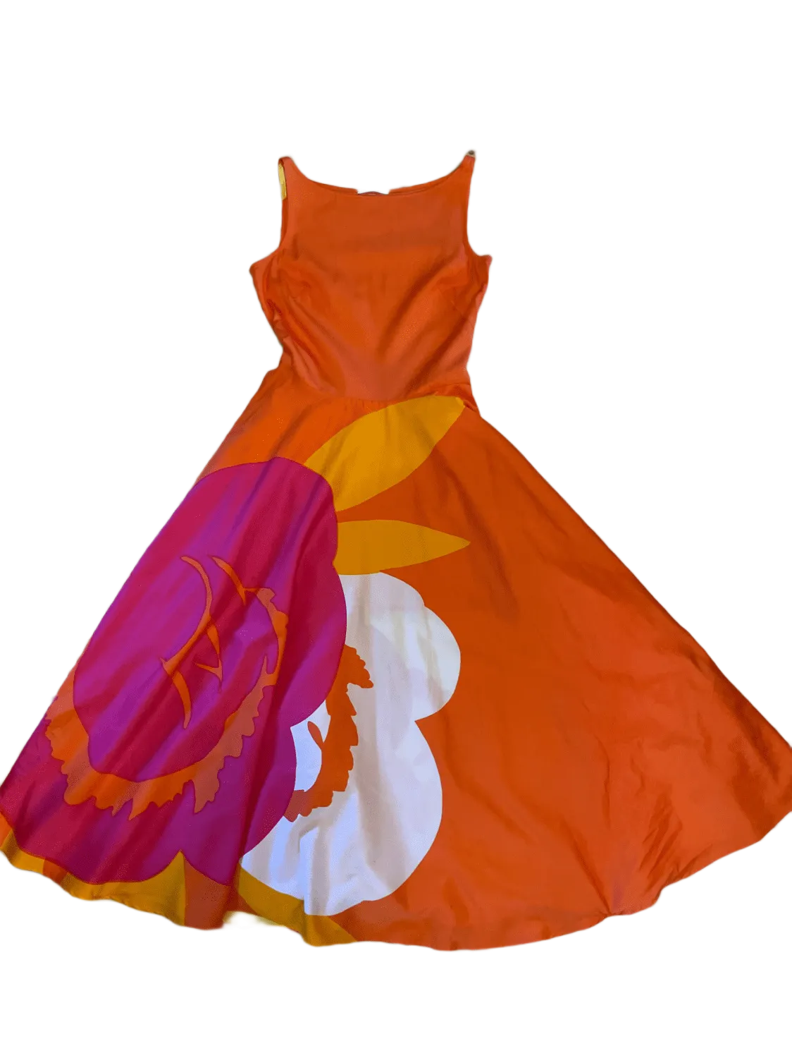 open lace back dress Long Orange A-Line Prom Dress with Embroidered Bodice main image 0