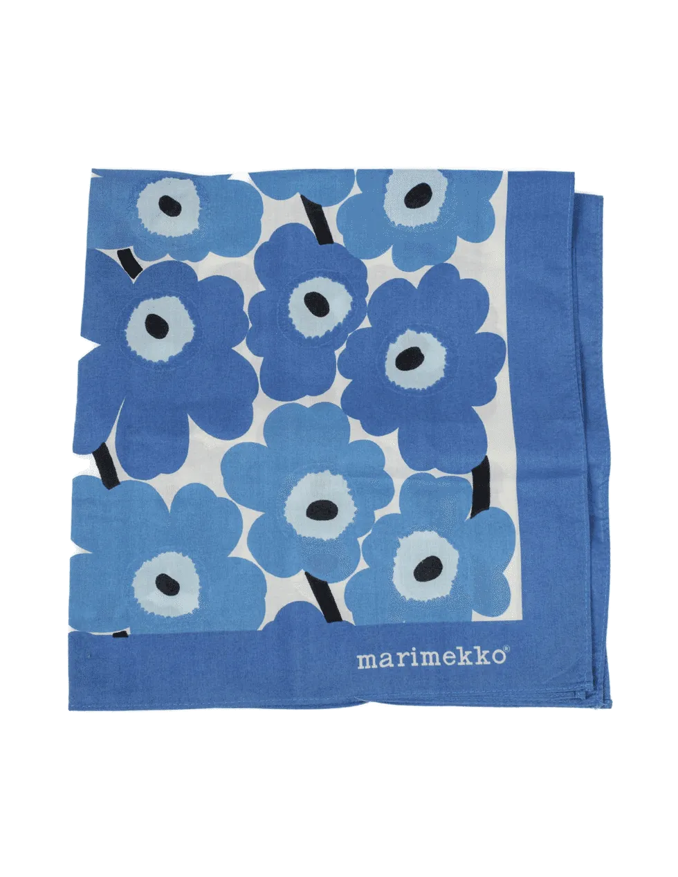 Blue, black and white Unikko patterned scarf | Marimekko Pre-loved